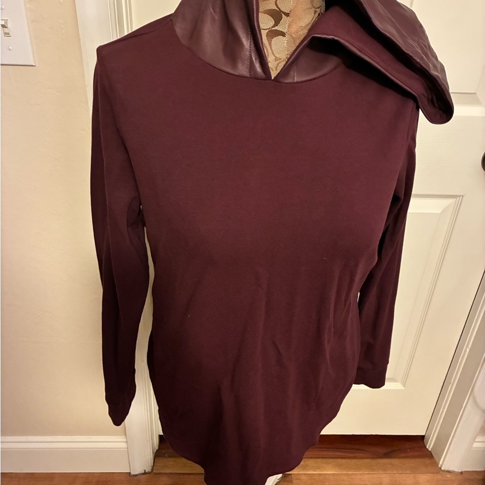 Belle by Kim Gravel Just a Touch Faux Leather Trim Hoodie